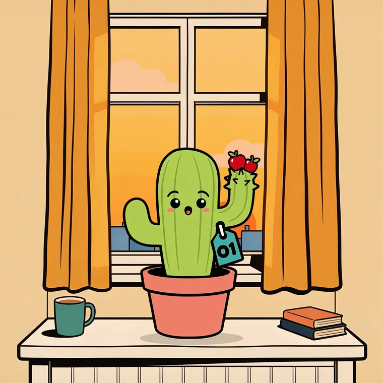 Pincho on the same windowsill in the late afternoon, eyebrows up, mouth open in surprise.